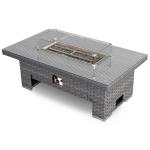 Amalfi Gas Firepit Rising Table with Glass Wind Guard & Lava Rocks, 55,000 BTU