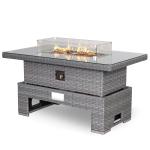 Amalfi Gas Firepit Rising Table with Glass Wind Guard & Lava Rocks, 55,000 BTU