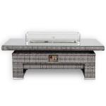 Bail Gas Firepit Rising Table with Glass Wind Guard & Lava Rocks, 55,000 BTU