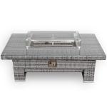 Bail Gas Firepit Rising Table with Glass Wind Guard & Lava Rocks, 55,000 BTU