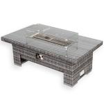 Bail Gas Firepit Rising Table with Glass Wind Guard & Lava Rocks, 55,000 BTU