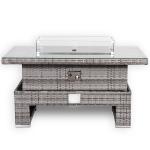 Bail Gas Firepit Rising Table with Glass Wind Guard & Lava Rocks, 55,000 BTU