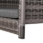 Telluria Mice Wicker Raised Dog House / Rattan Dog Bed for Indoor/Outdoor with Removable Roof and Cushion in Grey