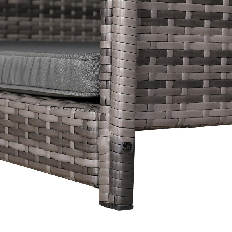 Telluria Mice Wicker Raised Dog House / Rattan Dog Bed for Indoor/Outdoor with Removable Roof and Cushion in Grey