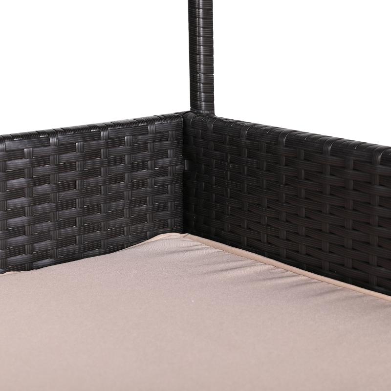 Telluria Mice Wicker Raised Dog House /Rattan Dog Bed for Indoor/Outdoor with Weatherproof Roof and Removable Cushion Lounge in Brown Weave(Z4-Large)