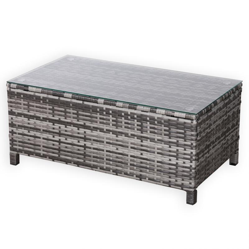 Milan Range Long Side Table in Grey Rattan Weave