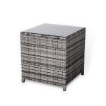 Milan Range Square High Side Table in Grey Rattan Weave