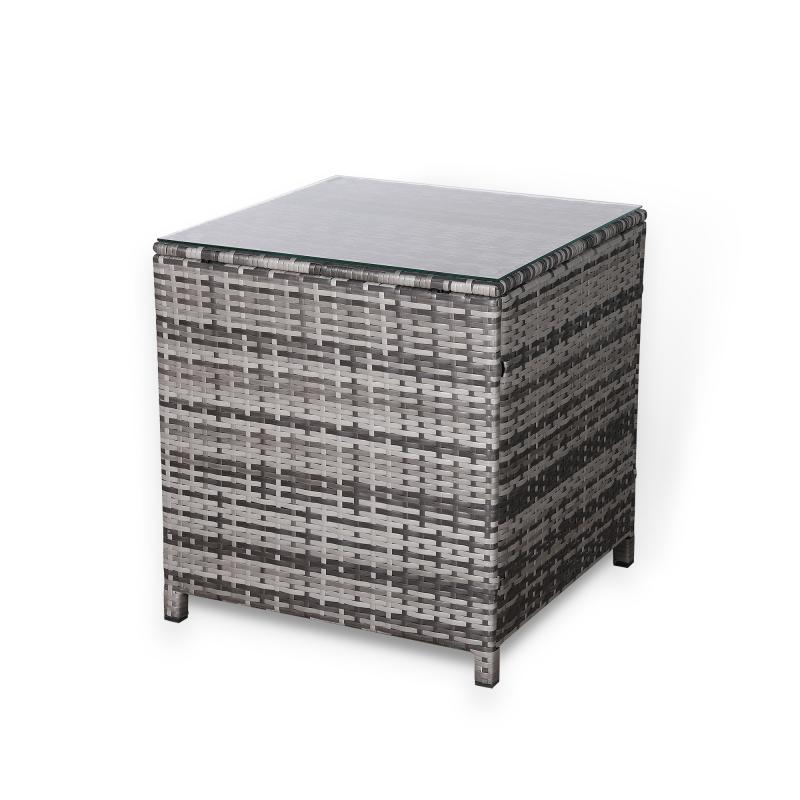 Milan Range Square High Side Table in Grey Rattan Weave
