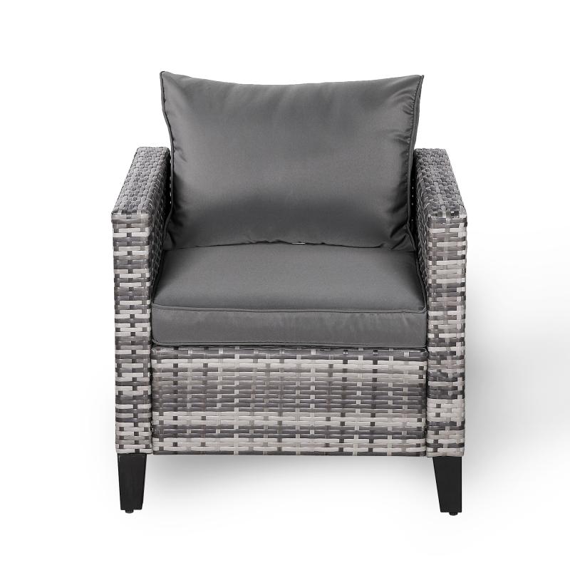 Milan Range Single Arm Chair in Grey Rattan and Grey Cushions