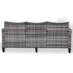 Milan Range 3-Seater Sofa in Grey Rattan and Grey Cushions