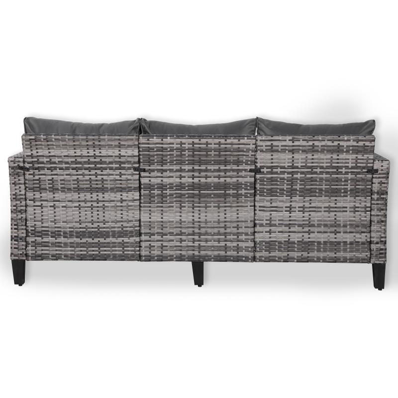 Milan Range 3-Seater Sofa in Grey Rattan and Grey Cushions
