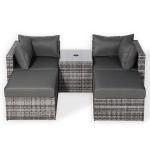 Florence Range Lounger Chaise Sofa Set with Side Table in Grey Rattan with Free Rain Cover