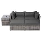 Florence Range Lounger Chaise Sofa Set with Side Table in Grey Rattan with Free Rain Cover