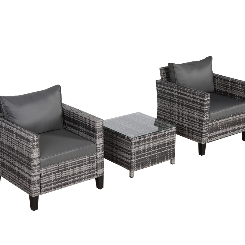 Milan Range Sectional Sofa Sets in Grey Rattan and Grey Cushions