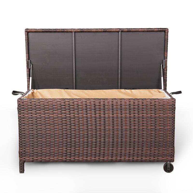 Milan Range Large Storage Box  in Grey / Brown Rattan Weave