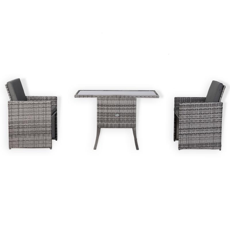 Bali Range Rattan Furniture Set for Balcony Poolside in Grey Rattan