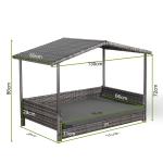 Telluria Mice Wicker Raised Dog House / Rattan Dog Bed for Indoor/Outdoor with Removable Roof and Cushion in Grey
