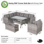 Oxford Range Elite Lhf Corner Sofa Set with Dining Table and Arm Chair in Grey Rattan