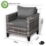 Milan Range Single Arm Chair in Grey Rattan and Grey Cushions