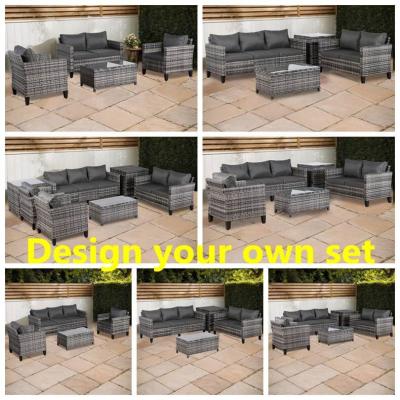 Milan Range Sectional Sofa Sets in Grey Rattan and Grey Cushions
