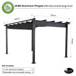 Eden 3 X 4M Aluminium Pergola With Retractable Grey Roof, Large Garden Pergola for BBQ, Outdoor and patio, in Charcoal