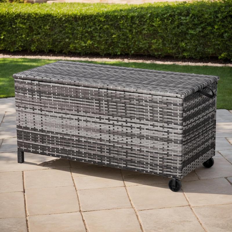 Milan Range Large Storage Box  in Grey / Brown Rattan Weave